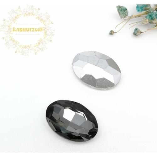 Gray Oval shape Glass Crystal sew on pointback rhinestones Diy wedding dress Mobile Accessories Free shipping