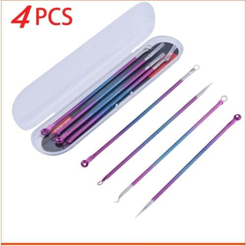 4PCS Stainless Steel Blackhead Comedone Kit Acne Pimple Belmish Extractor Vacuum Blackhead Remover Dots Cleaner Tool