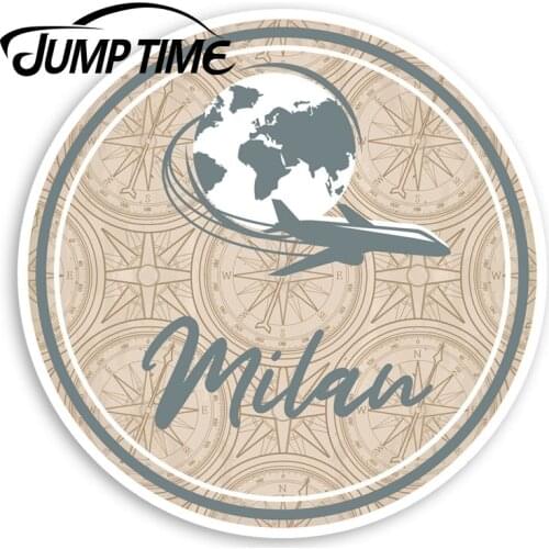 Jump Time Milan Italy Vinyl Stickers - Travel Globe Sticker Laptop LuggageWaterproof Car Decal Trunk Car Accessories