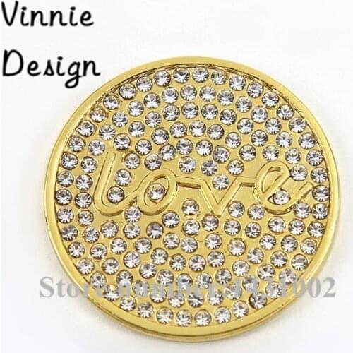 Vinnie Design Jewelry New Arrival Sparkling Love Coin with Clear Crystal for My Coins Pendant Necklace