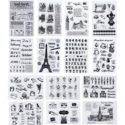 Vintage Transparent Rubber Seal Stamp DIY Clear Silicone Stamp For Bullet Journal Scrapbooking Student Creative Daily Supplies
