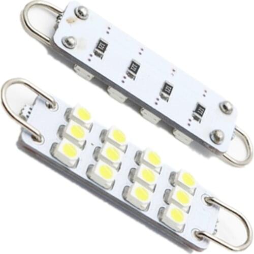 YSY 20pcs 211-2 211 212 212-2 561 562 Led Festoon Light 44mm 12SMD 1210 Rigid Loop LED Interior Car Dome Cargo light White