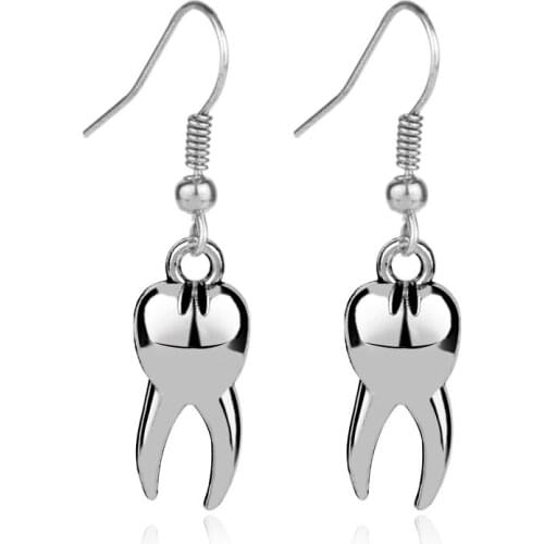 Mouthpart Silver Color Teeth Shape Pendant Women Earrings Charming Gifts For Party Accessories