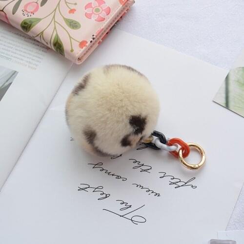 Real Rex Rabbit Fur Keychain Ball Pompom Fluffy Warm Soft Key ring Bag Purse Pendant Charm Accessories