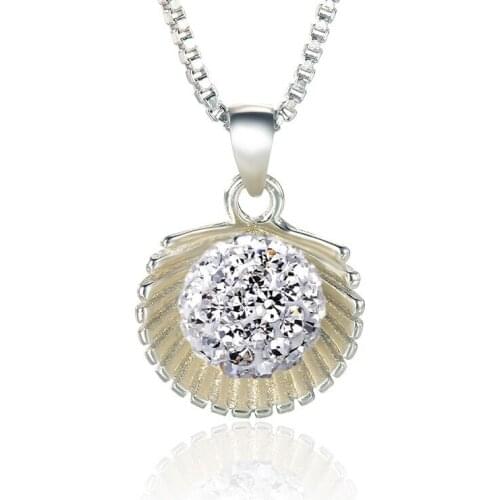 100% 925 sterling silver fashion Shambhala shell ladies`pendant necklaces short box chain jewelry wedding gift wholesale