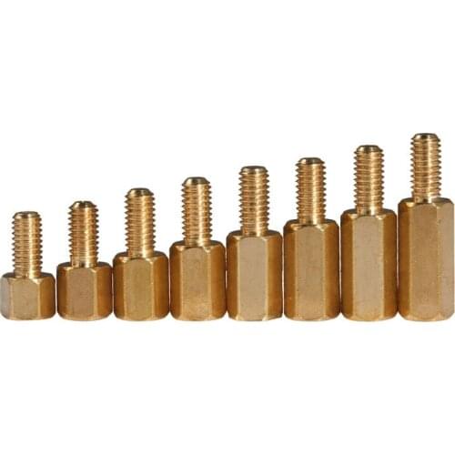 100pcs Solid Brass Copper M3 Hex Standoff Hexagon Pillar Male-Female Female Spacer outside thread length 3/4/5mm
