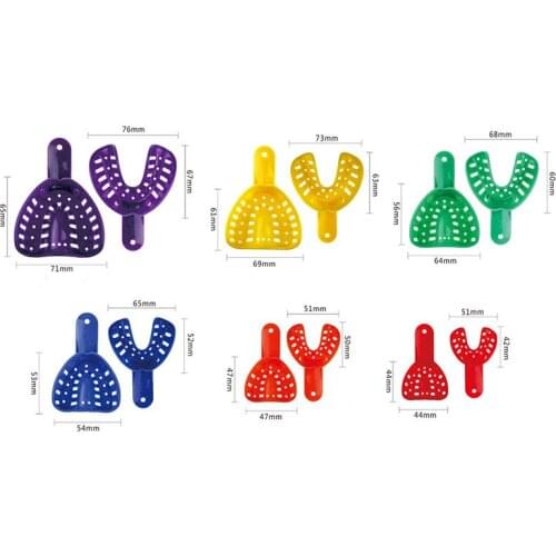 12pcs Dental Materials Plastic Impression Trays for Adult and Children Multi color