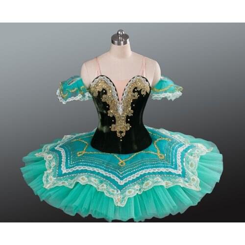 2016 New Arrival Black Green Ballet Tutus For Ballet Competition And Performance Adult Velvet Nutcracker For Dance Show AT1079B