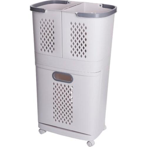 3 Layers Large Bathroom Dirty Laundry Storage Basket Hamper Toilet Dirty Clothes Organizer Bin With Wheel Home Storage Container