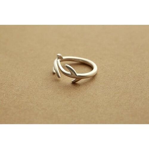 30PCS Cute Adjustable Deer Elk Antler Rings Opening Double Animal Moose Antlers Stag Reindeer Horn Ring Simple Tree Branch Rings