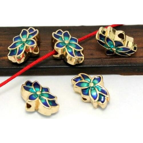 5pcs/lot Tibetan silver Dripping oil spacer lotus Loose Spacer Beads for DIY Jewelry Making bracelet cfg4