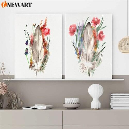Feather Abstract Canvas Painting Poster Watercolor Wall Art Decorative Picture For Living Room Nordic Decoration Home Design Art