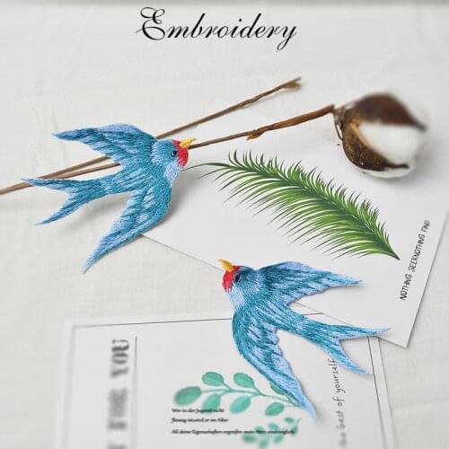 AHYONNIEX 1PCS New Embroidered Swallow Patches Iron On Patch DIY accessories for Coat Jeans Dress Cute Flying Birds Patches