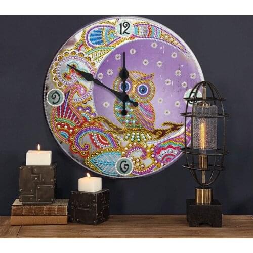 Mandala Diamond Painting Clock 5D Metal Tin Signs Diamond Embroidery Cross Stitch DIY Arts Crafts Bar Pub Signboard Wall