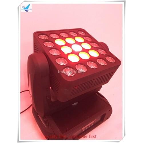 Free shipping 8pcs/lot Stage New Lyre Beam Matrix Moving Head Panel Light RGBW 4IN1 25x12w 5x5 LEDS DJ Party Disco Effect Wash