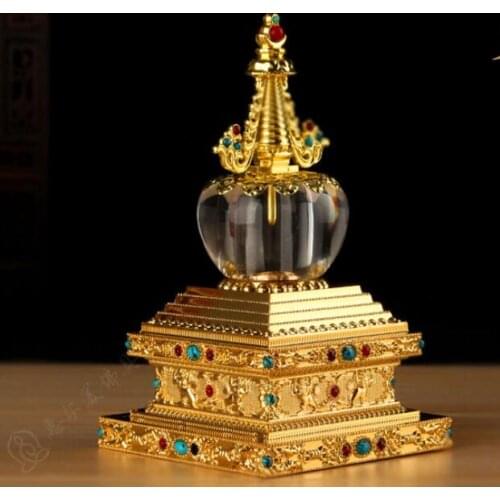 14cm Buddhist supplies nectar tower alloy crystal stupa light Bodhi stupa