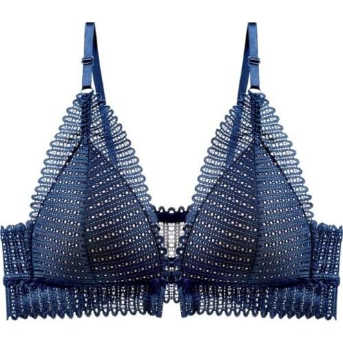 Victoria Sexy Lace Wireless Front Closure Bra Women Lingerie Adjusted Push Up Bra Comfort Breathable Backless Bralette