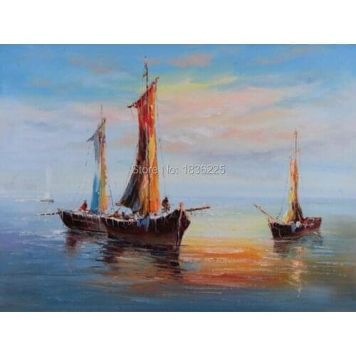 Home decor wall hanging seascenery painting seascapes painting sticker for living room sea and boat oil painting stickers