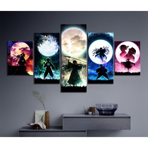 Home Decor Poster Pictures Prints Canvas 5 Piece Modular Demon Slayer Anime Geprinte Posters Living Room Decorative Paintin
