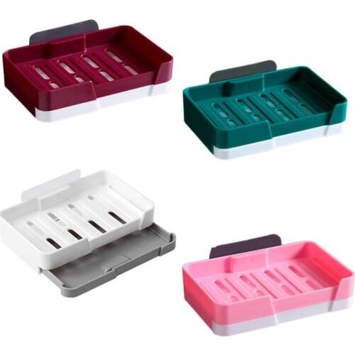 Double Layer Soap Box Punch Free Good Load Capacity Plastic Quick Drain Soap Holder with Water Tray for Home