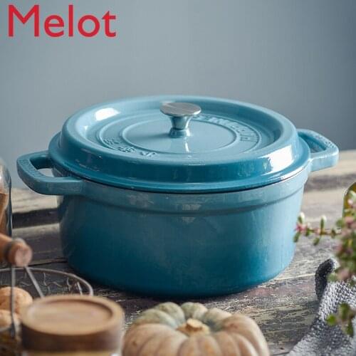 Export Quality 24cm Enamel Cast Iron Pot Soup Stew Pot Pig Iron Enamel Pan Non-Coated Non-Stick Pot Iron Stew Pot