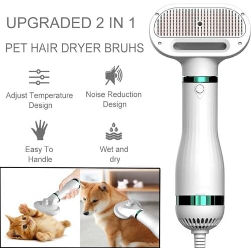 300W Low Power Hair Dryer For Pet Dog Cat Grooming Blower Warm Wind Fast Blow-Dryer With Comb One-Key Hair Removal Pet Supplies