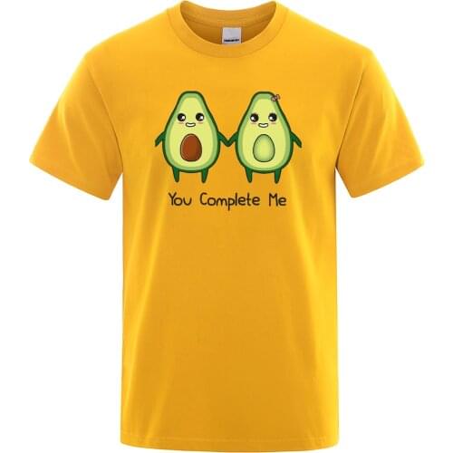Avocado Friends Holding Hands Prints Mens Tshirt Short Sleeve Fashion Tops Casual Vintage T-shirts Mens Summer Crewneck Tshirts