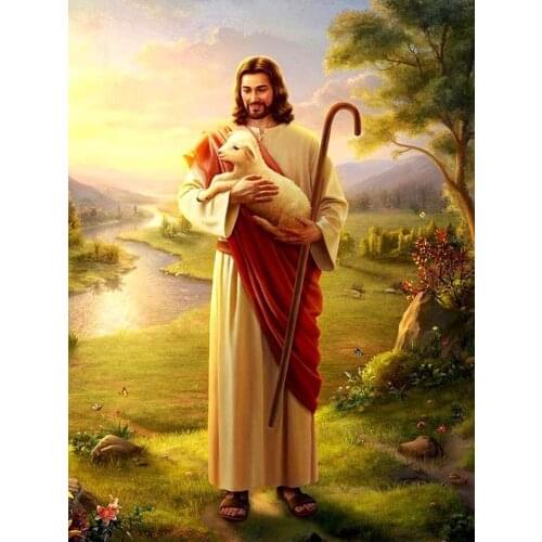 Jesus Shepherd Oil Painting Cross Stitch Kits Needlework Embroidery Crafts 14ct Unprinted DIY Arts Handmade Home Decor