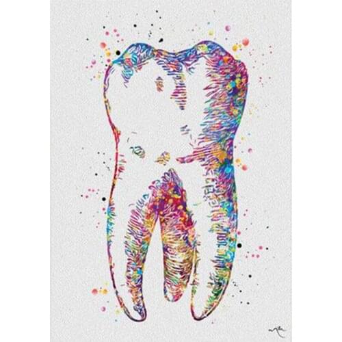 Oil Painting By Numbers Tooth Arcylic Colorful By Numbers Wall Art Painting on Canvas Hand Painted DIY Home Decoration Gift