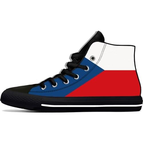 Hot Czech Republic Flag Patriotic Fashion Classic Casual Cloth Shoes High Top Lightweight Breathable 3D Print Men Women Sneakers