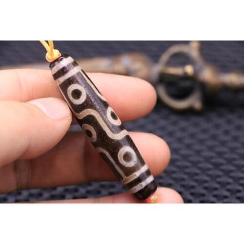 LKbrother Sauces Top Quality Magic Power Tibetan Old Agate 9 Eye King of dZi Bead Amulet Pendant 57MM AAA