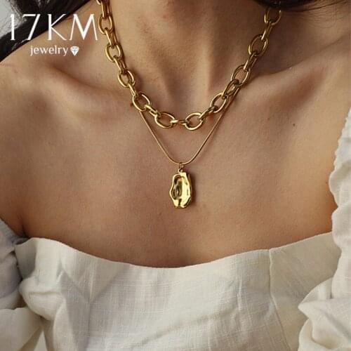 Punk Multilayered Gold Chunky Chain Choker Necklace For Women Fashion Irregular Round Pendant Necklace 2021 Trend Jewelry