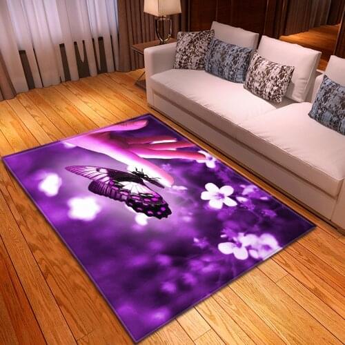 Cartoon Child Butterfly 3D Printed Carpets For Living Room Bedroom Area Rugs Soft flannel Kids Room crawl Antiskid Floor Mat/Rug