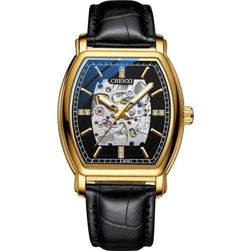Men Watches 2021 Luxury Gold Mens Automatic Mechanical Watch Husband Boyfriend Gift Symbol of Man Witness of Time Black Leather