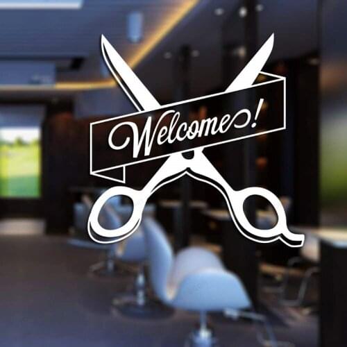 Hairdresser Sticker Haircut Shavers Barber Shop Open Vinyl Wall Decor Windows Posters Art Mural Easy Removable Wall Decals P198