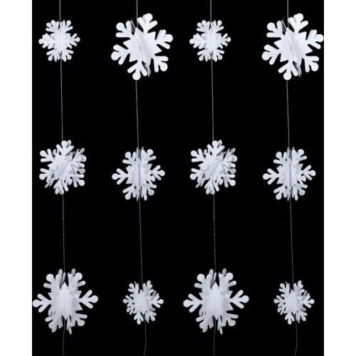 Christmas Decoration for Home Snowflake Paper Garlands Hanging Banner for Navidad Party Decor Supplies White Snowflake Ornaments