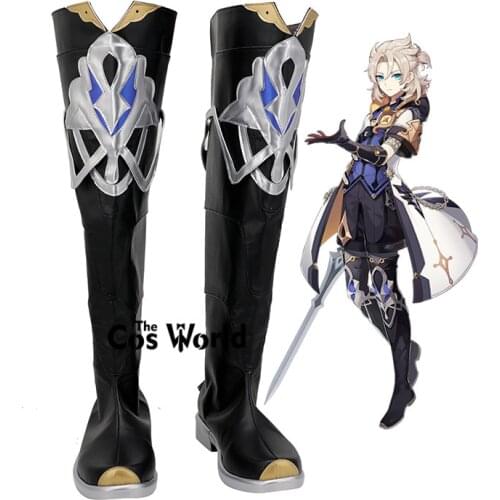 Genshin Impact Mondstadt Albedo Games Customize Cosplay Low Heel Shoes Boots