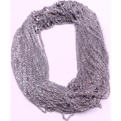 Large wholesale 500pcs/ Lot Stainless Steel flatten Cross Oval Chain Necklace Thin 1.5mm 16''-28 inch Factory outlet Price