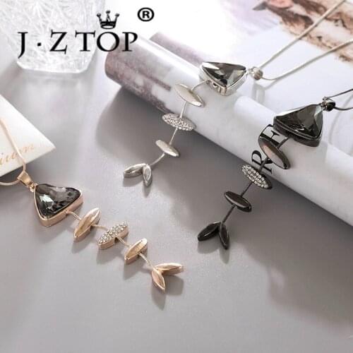 Crystal Fish Bone Pendant Necklace Female Sweater Chain Long Fashion Ladies Necklace Female Winter Accessories