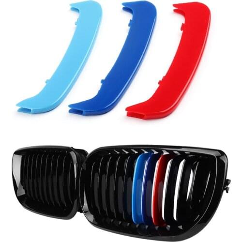 For BMW 3 Series 5 Series E46 2001 - 2005 3 Pcs ABS 11 Bar 3 Color Front Racing Grills Decorative Trim Strip Car Accessories