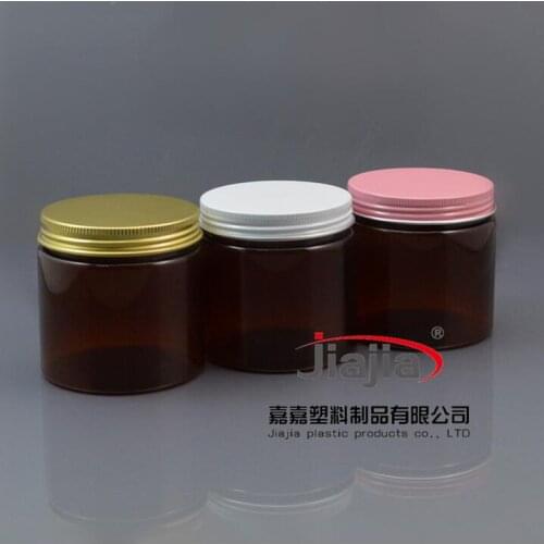 200g PET Can Food storage 200ml Plastic Food Container Cream brown Jar Bottle Packaging with pink/white/gold aluminum cover