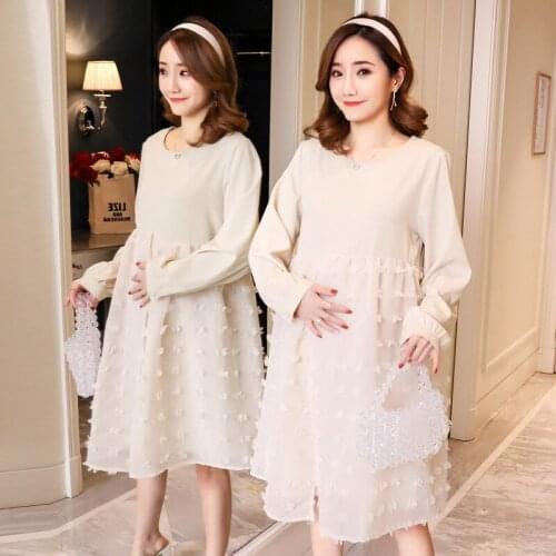 Pregnancy Dress Pregnant Mother Clothing Long Sleeve Gauze Dresses Maternity Clothes For Pregnant Women Maternity Vestidos