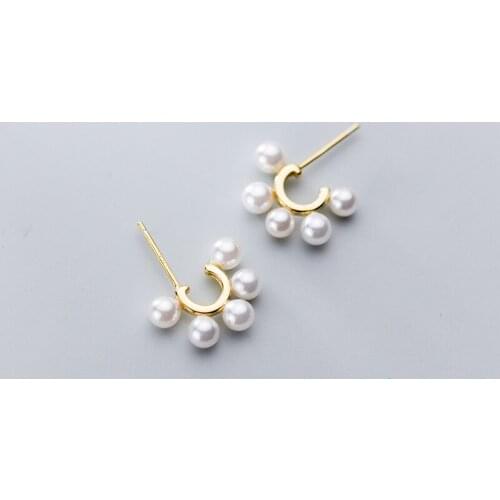MloveAcc 925 Sterling Silver Pearls Stud Earrings Women Luxury Sterling Silver Jewelry Bijoux
