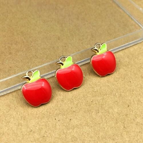 10pcs 12x15mm enamel red apple charm for jewelry making earring pendant bracelet charm fashion charms fashion fruit charm