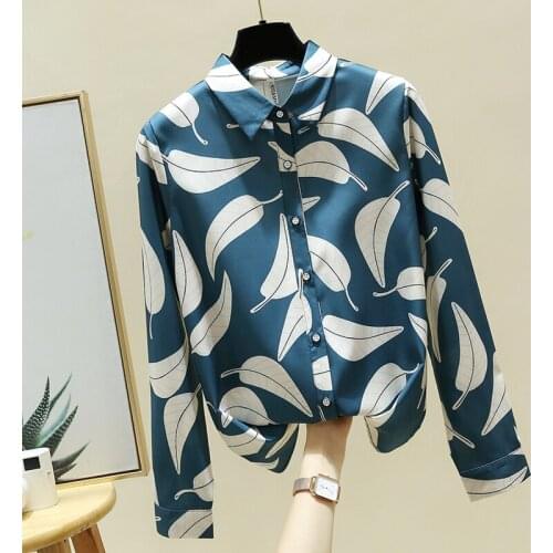 Long Sleeve Print Chiffon Blouse Shirt Blusa Blouse Women Blusas Mujer De Moda 2021 Turn Down Collar Office Blouse Tops E38