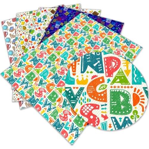 New Printed Faux Leather School Supplies A4 22x30cm for Patchwork DIY Accessories Decoration Crafts L336