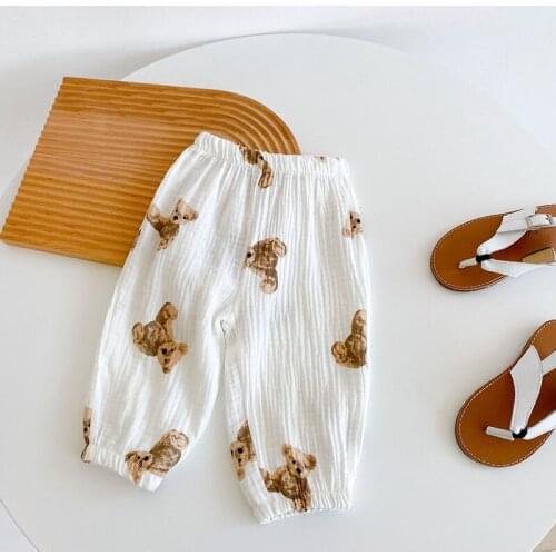 2021 Baby Clothes Toddler Boys Bear Pants Cute Girls Trousers Korean Infant Outerwear