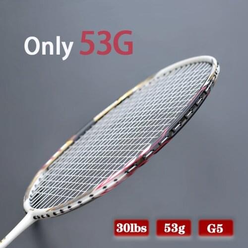 Super Light 10U 53G 100% Carbon Fiber Badminton Rakcets With Strings Bags Profesional Training Racquet 20-30LBS G5 Speed Adult