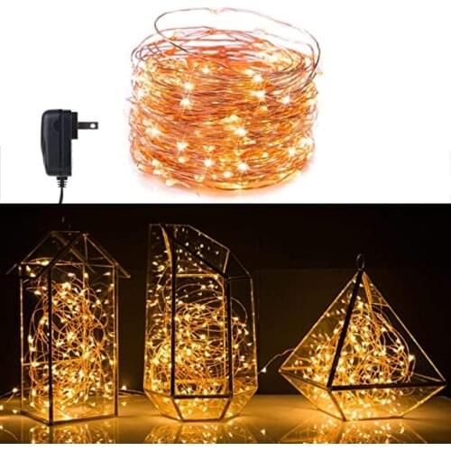 DC 2V LED Wire Copper String Lights 10/20/30/50/M Waterproof LED Fairy Lights Plug In for Christmas Bedroom Patio Wedding Garden