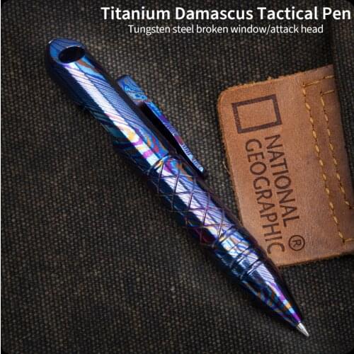 Titanium Damascus Tactical Pen Broken Window Breaking Glass Outdoor Camping Tactical Multifunctional Tool Pen